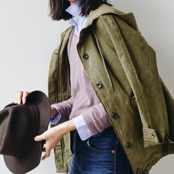 Madewell Jackets & Blazers - MADEWELL Brimfield Field Utility Hooded Military Jacket Olive Green